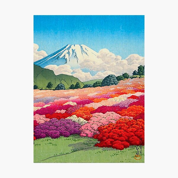 Item preview, Hasui Kawase (Japanese, 1883 - 1957) Views of Mount Fuji Azalea Garden Vintage Japanese Woodblock Print designed and sold by Ejaaz.