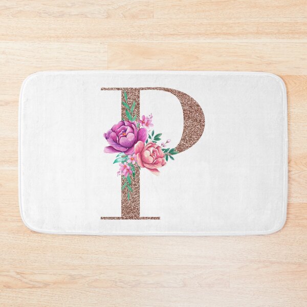 Item preview, Rose Gold Font with Floral Bouquet Monogram P designed and sold by TheFamilyVan.