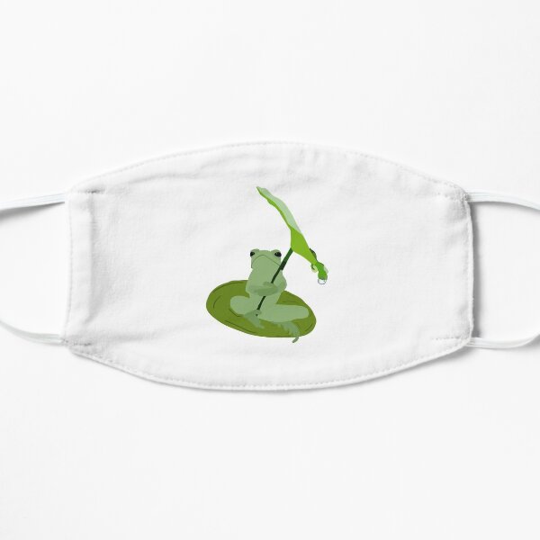 Frog sitting with a leaf umbrella. Flat Mask