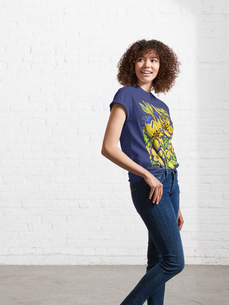 Alternate view of Hawaii Sings Yellow with Flowers Classic T-Shirt