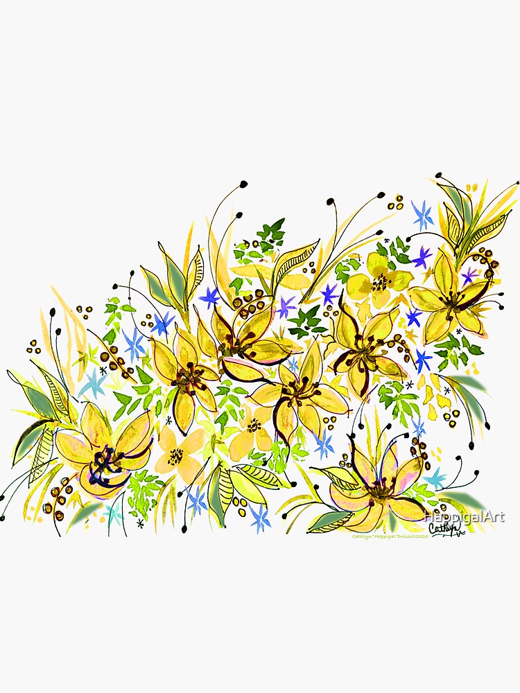 Hawaii Sings Yellow with Flowers by HappigalArt