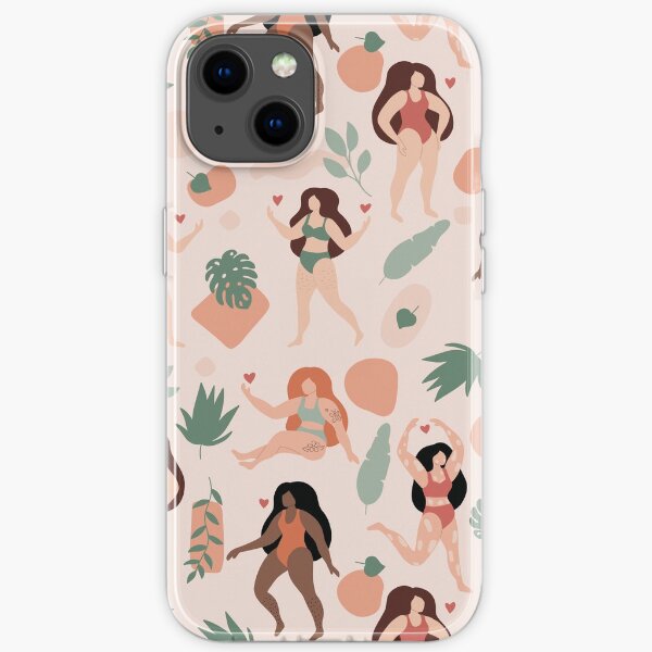 Feminist pattern of different women with vitiligo, with tattoos, without waxing iPhone Soft Case