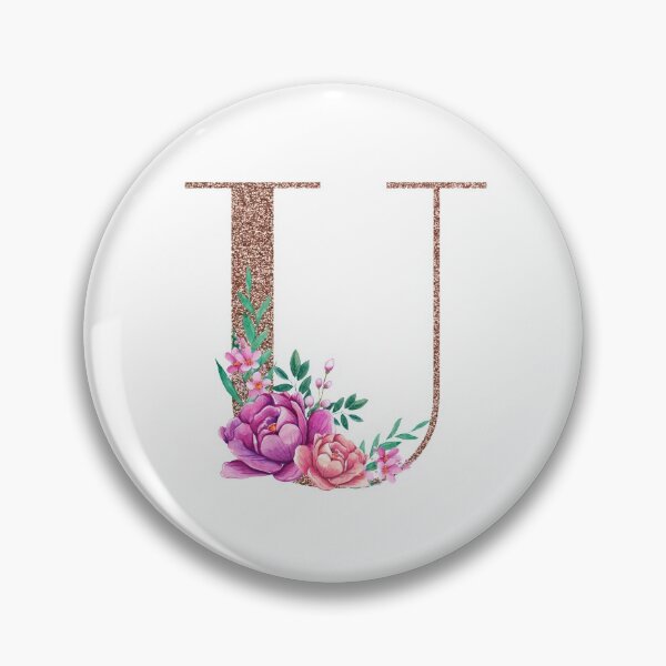 Item preview, Rose Gold Font with Floral Bouquet Monogram U designed and sold by TheFamilyVan.