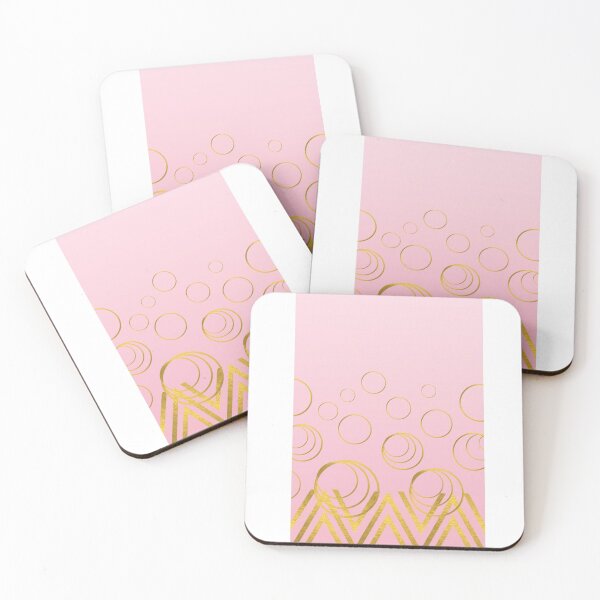 Item preview, Pink pattern with golden illustrations designed and sold by The Pattern Artist.
