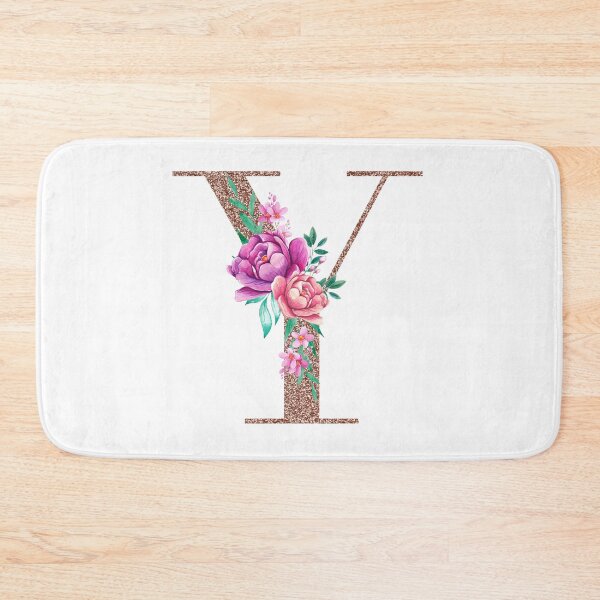 Item preview, Rose Gold Font with Floral Bouquet Monogram Y designed and sold by TheFamilyVan.