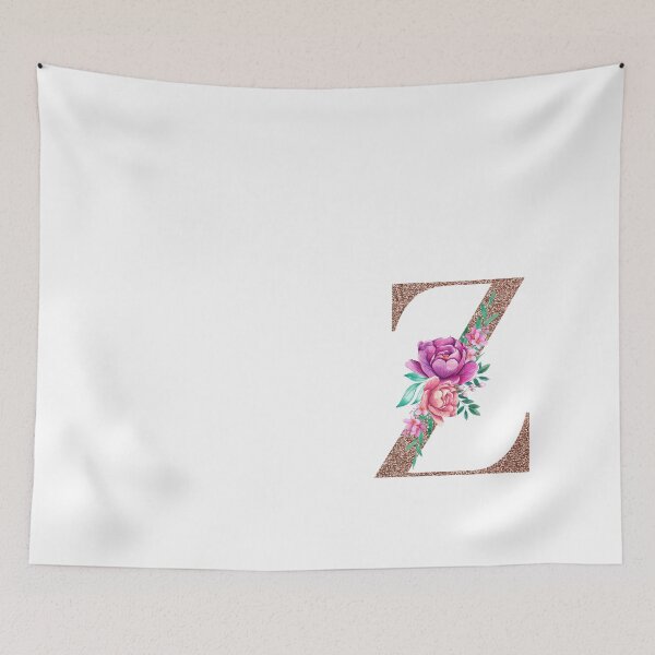Item preview, Rose Gold Font with Floral Bouquet Monogram Z designed and sold by TheFamilyVan.