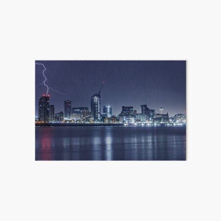 Lightning over Liverpool Art Board Print
