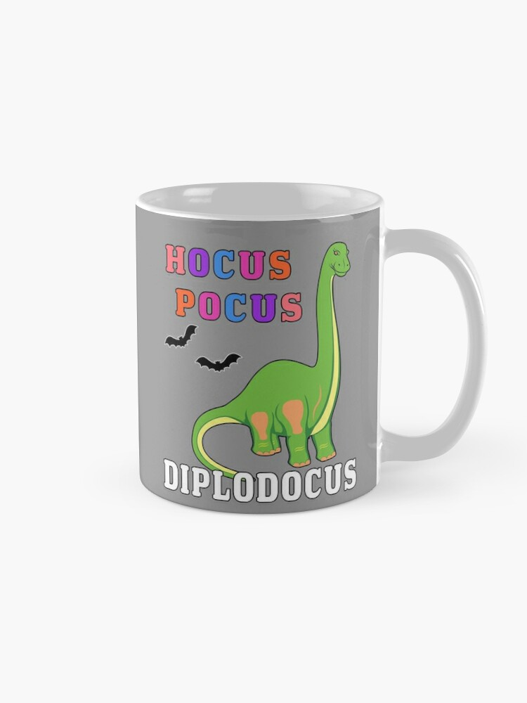 Alternate view of Hocus Pocus Diplodocus Prehistoric Dinosaur Spooky Bat. Coffee Mug