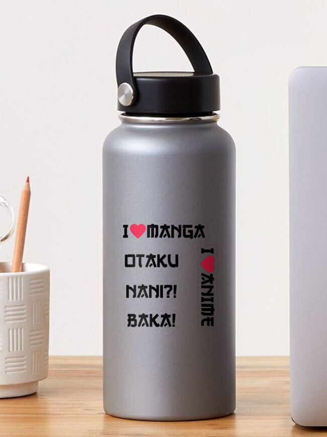 Thumbnail 1 of 3, Sticker, I love Anime Manga Otaku pack Baka Nani designed and sold by AmpersandCuster.