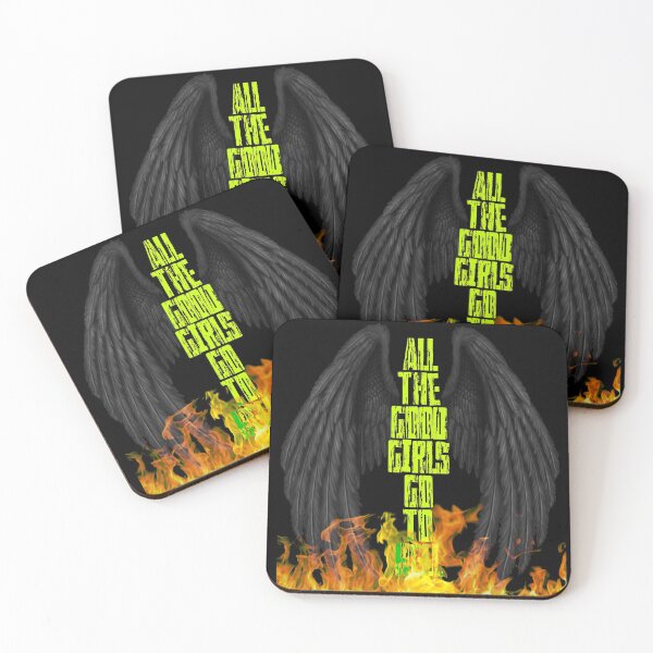 Item preview, All the good girls go to hell green acid flames designed and sold by MusicPopCulture.