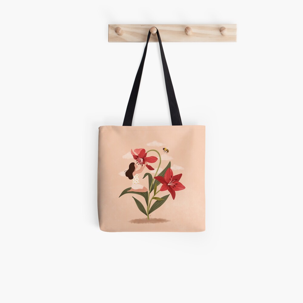 Girl and Lilies Tote Bag