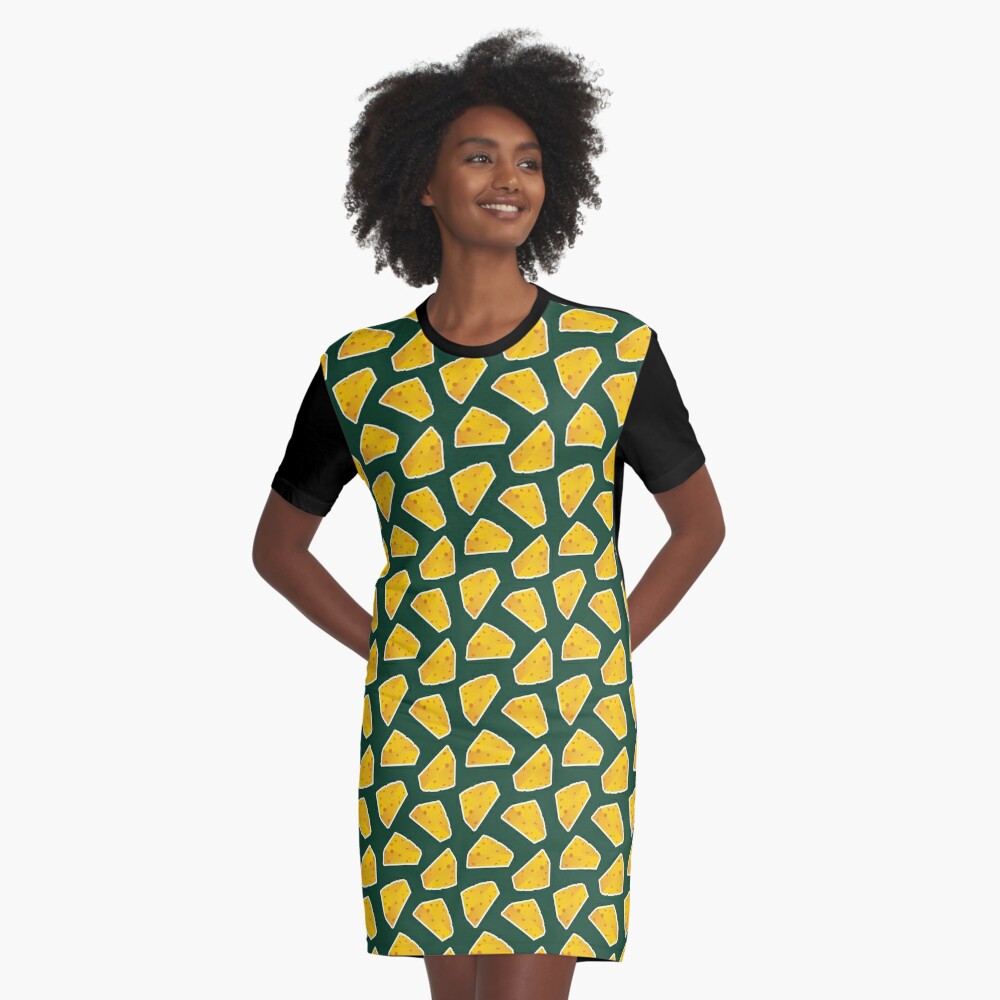 Green Bay Packers Pattern, Green Background' Graphic T-Shirt Dress