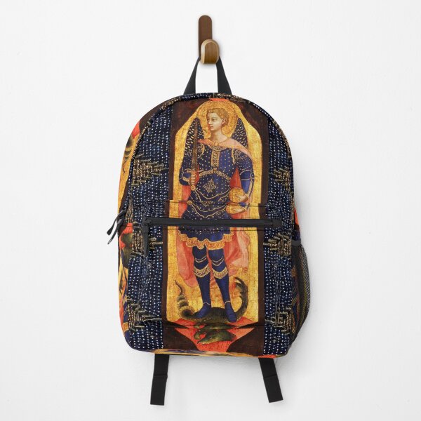 Item preview, ST.MICHAEL ARCHANGEL WITH DRAGON Gold Blue Red Hues designed and sold by BulganLumini.