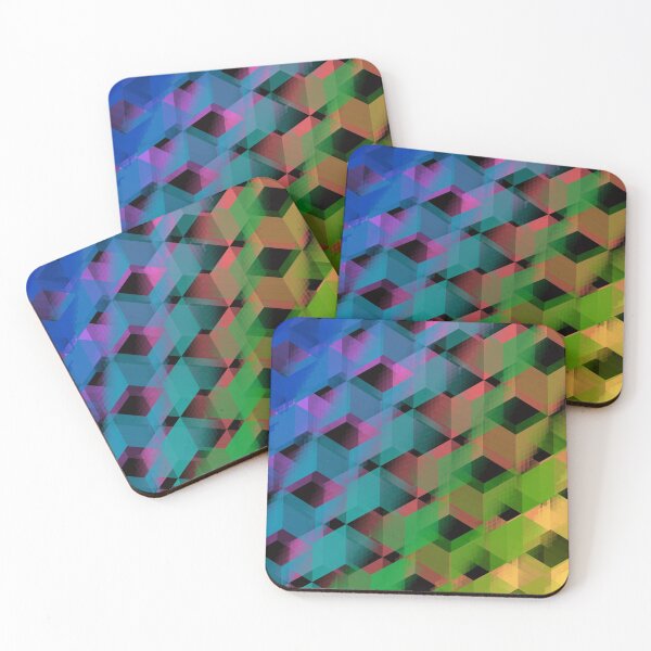 Item preview, Colorful Cubes Repeat Across a Black Background designed and sold by kenzikreations.