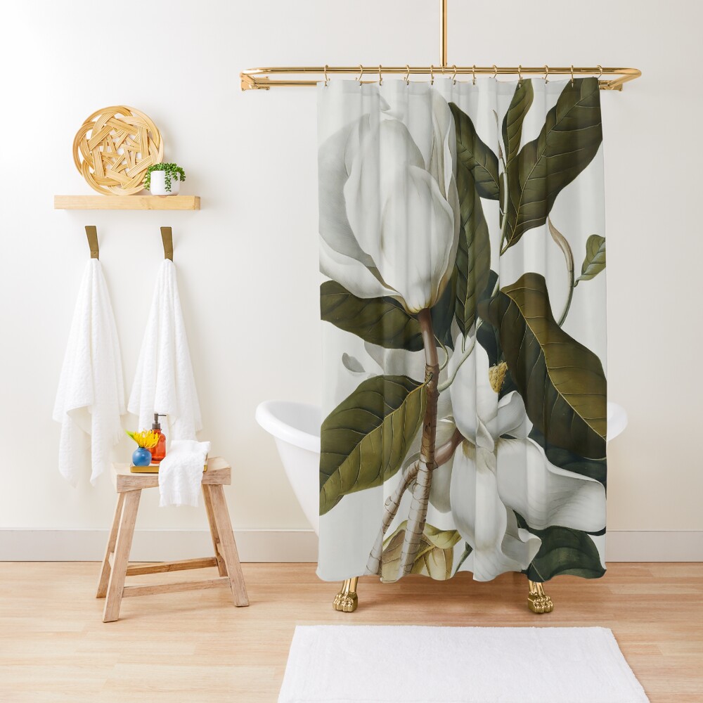 VINTAGE BOTANICAL MAGNOLIA Shower Curtain