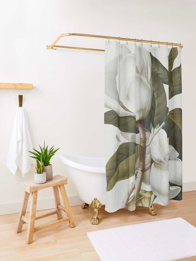 Alternate view of VINTAGE BOTANICAL MAGNOLIA Shower Curtain