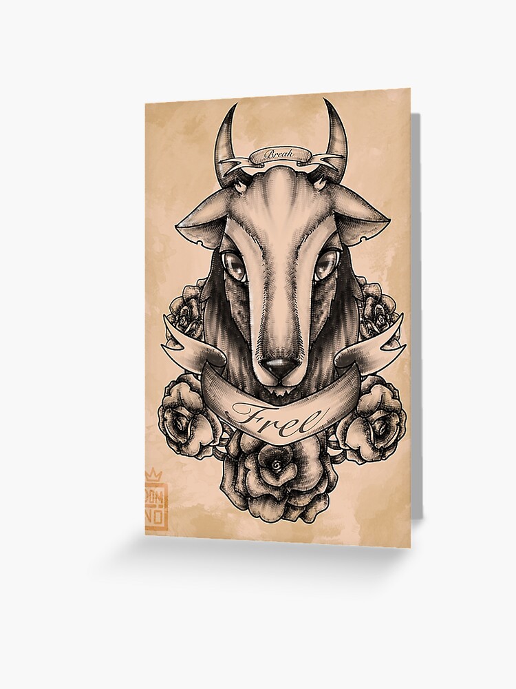 Elegant Black and White Goat Tattoo Design Stock Illustration -  Illustration of head, style: 291913975