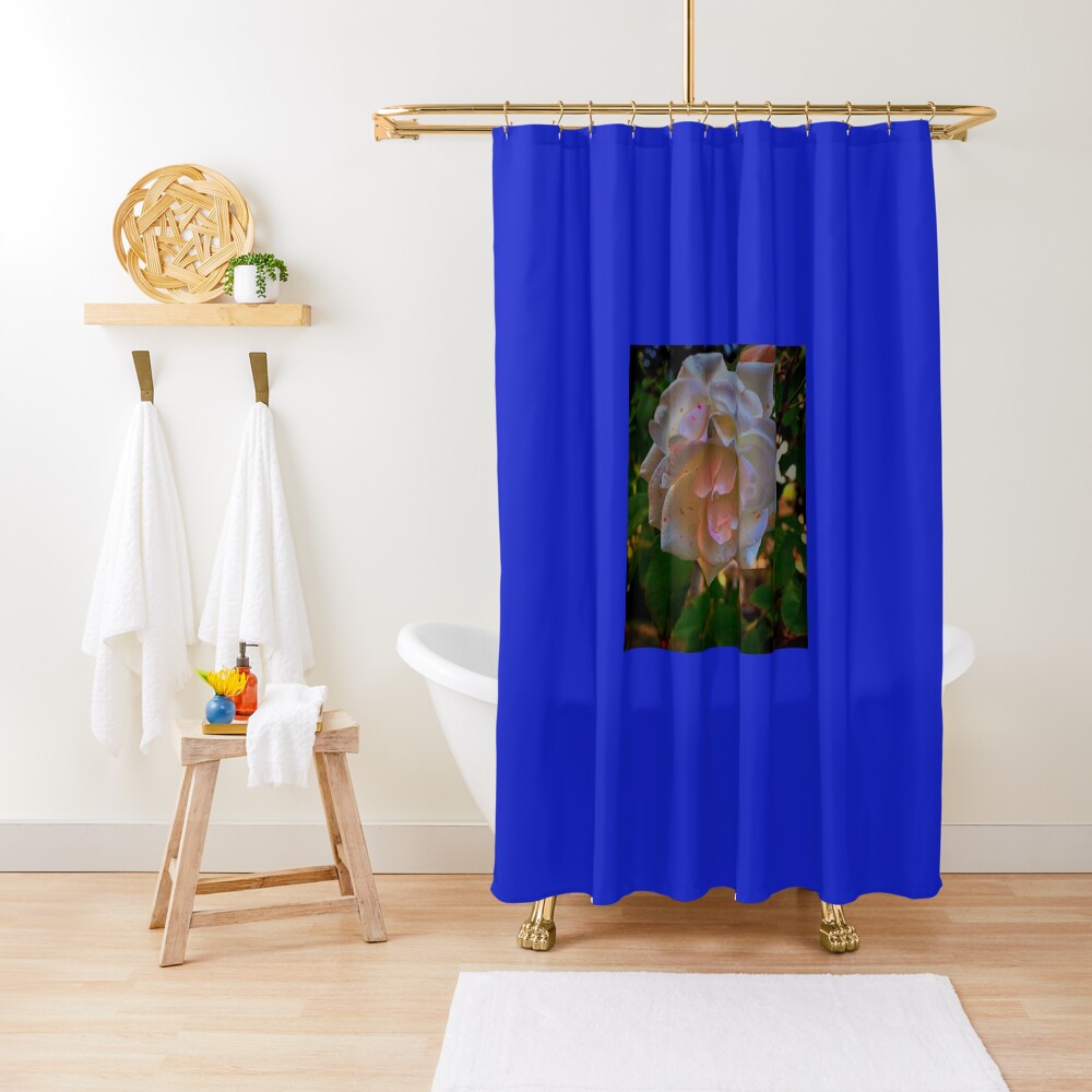 White roses on a Blue sky By Yannis Lobaina Shower Curtain