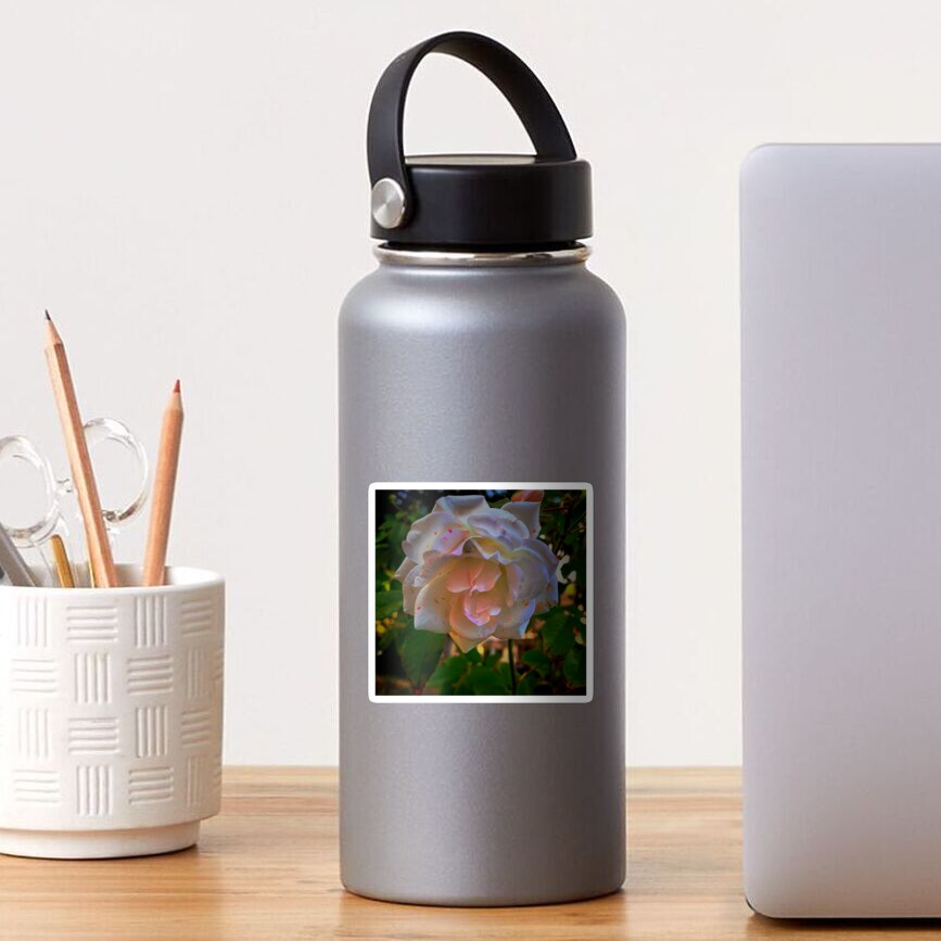 White roses on a Blue sky By Yannis Lobaina Sticker