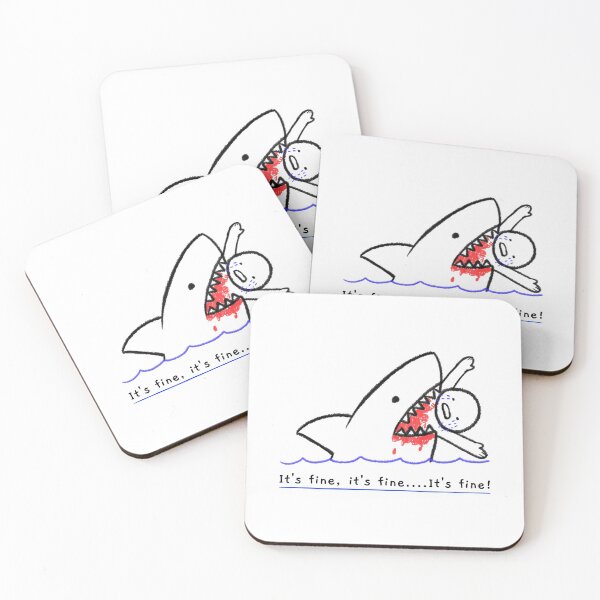 Item preview,  Shark Attack Tears Positive Sad Funny Everythings Fine Its Fine Artwork designed and sold by CreatedbyJR.