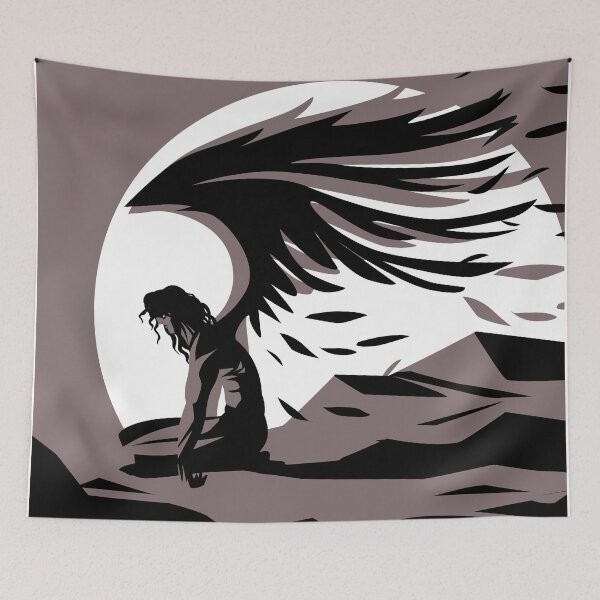 Item preview, fallen angel with broken wings on ground designed and sold by matintheworld ( delcarmat ).