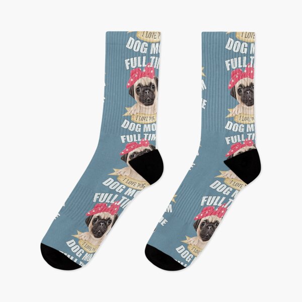 Item preview, Funny  Cute Full Time Pug Dog Mom- Pink Polka dots Ribbon designed and sold by EvaWolf.