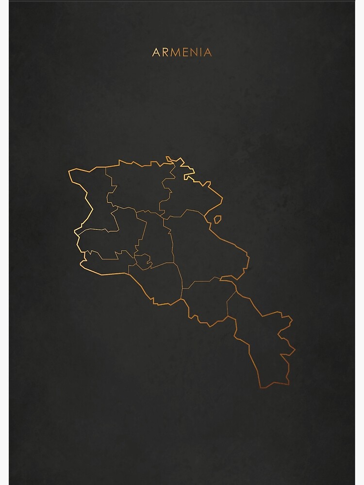 Armenia Gold Outline Map With State Boundaries Poster By Travel2nz