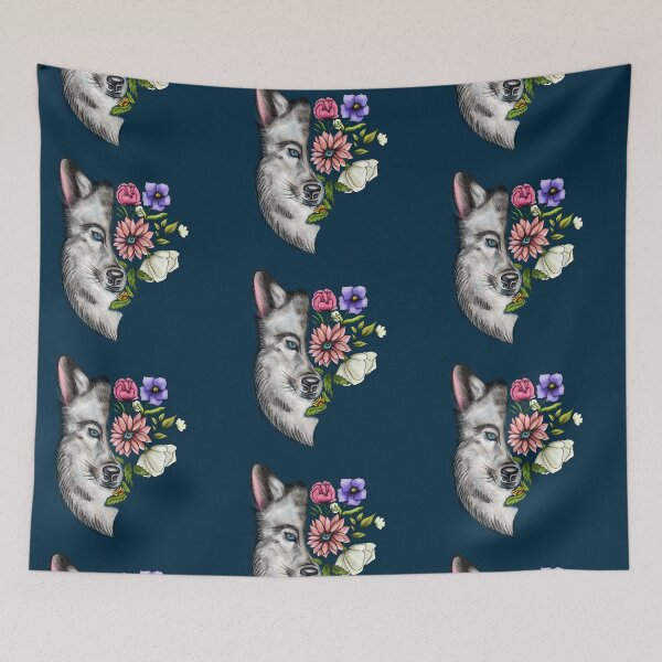 Item preview, Wolfe and floral designs  designed and sold by Karina Negron.