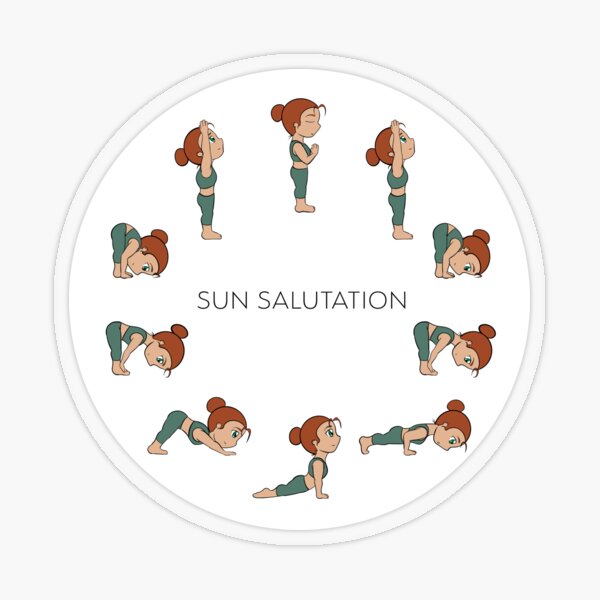 Yoga sun salutation plus size yoga illustration  Sticker for Sale