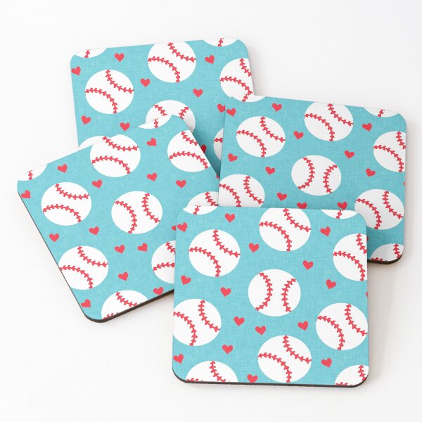 Item preview, baseballs and hearts - blue designed and sold by littlearrow.