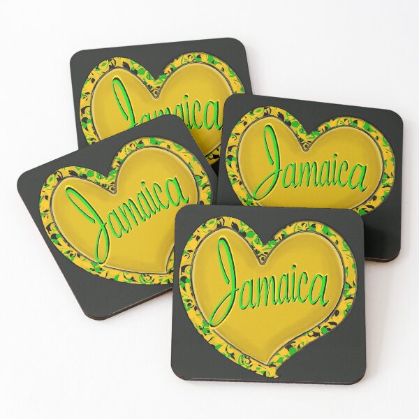 Item preview,  Jamaica in a heart - Jamaica in black green and gold flag colours colours inside a heart shape designed and sold by Artonmytee.