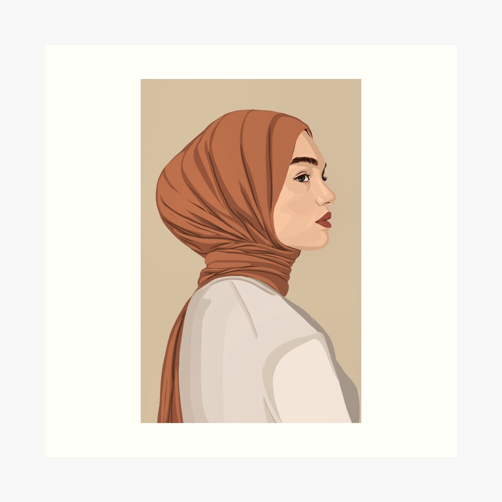 Premium Photo  A cartoon of a girl wearing a hijab and a blue scarf