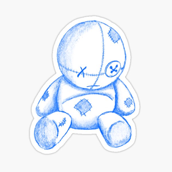 Worn Teddy Bear Sketch Sticker
