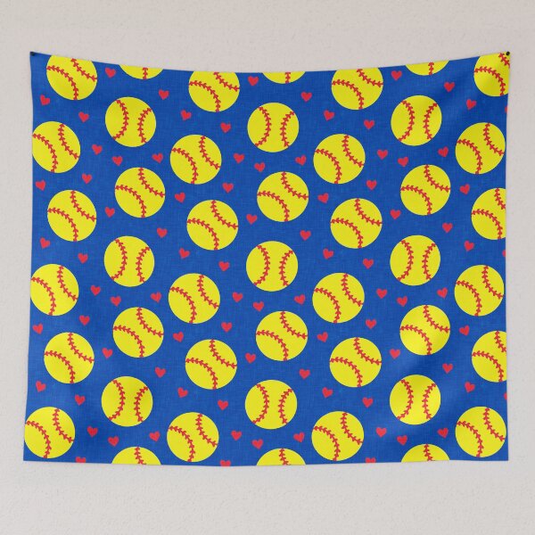 Item preview, softballs and hearts - blue designed and sold by littlearrow.