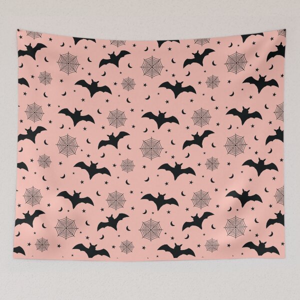 Artikelvorschau, Happy Halloween Niedliches rosa Muster mit fliegenden Fledermäusen und Spinnennetz Niedliches Halloween-Muster entworfen und verkauft von UniqueMw.