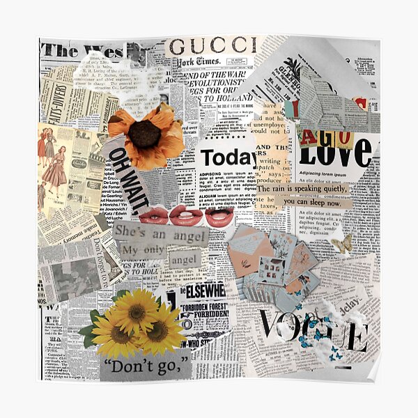 Vintage Newspaper Collage Poster By Reverie24 Redbubble