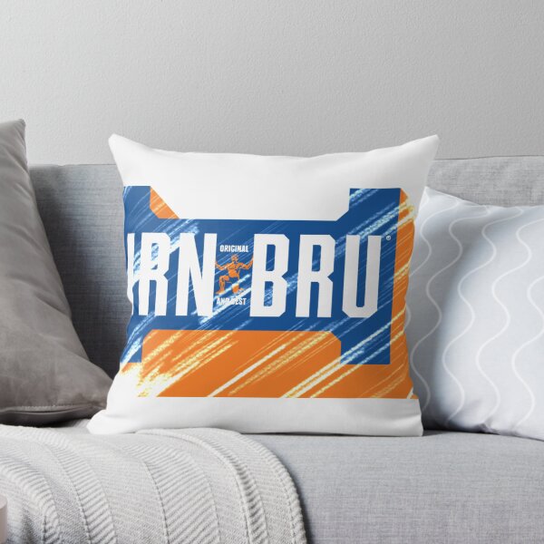 Scratched Irn-Bru Throw Pillow