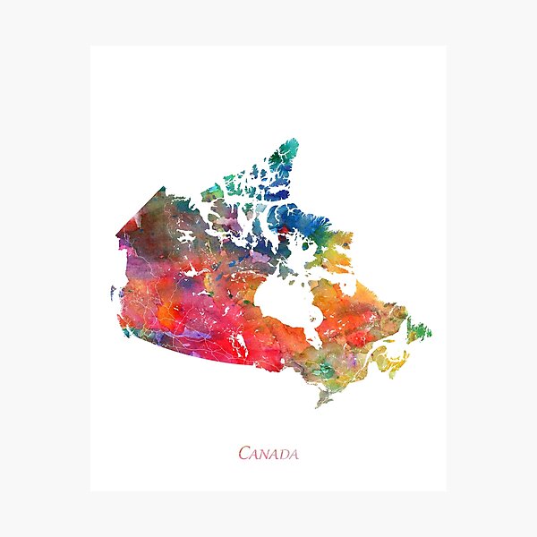 Canada Map Watercolor by Zouzounio Art Photographic Print