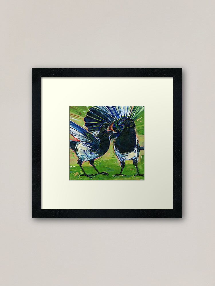 Alternate view of Black-billed Magpies Painting - 2020 Framed Art Print
