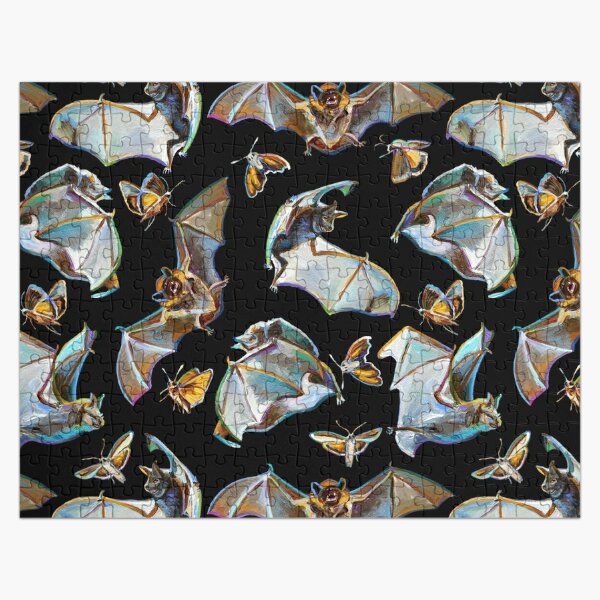 Psychedelic Flying Bats and Moths Jigsaw Puzzle