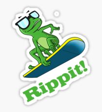 Cool frog on a snowboard. Sticker
