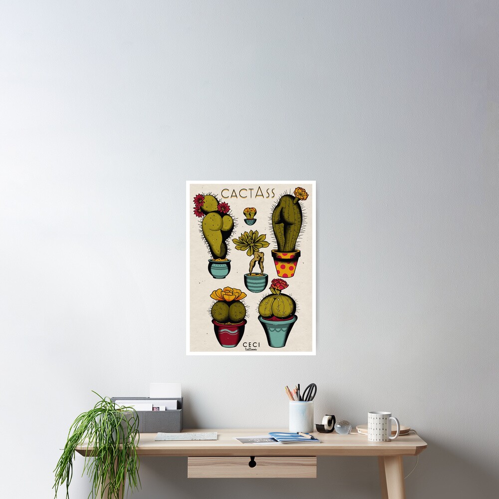 CactAss tattoo flash Poster