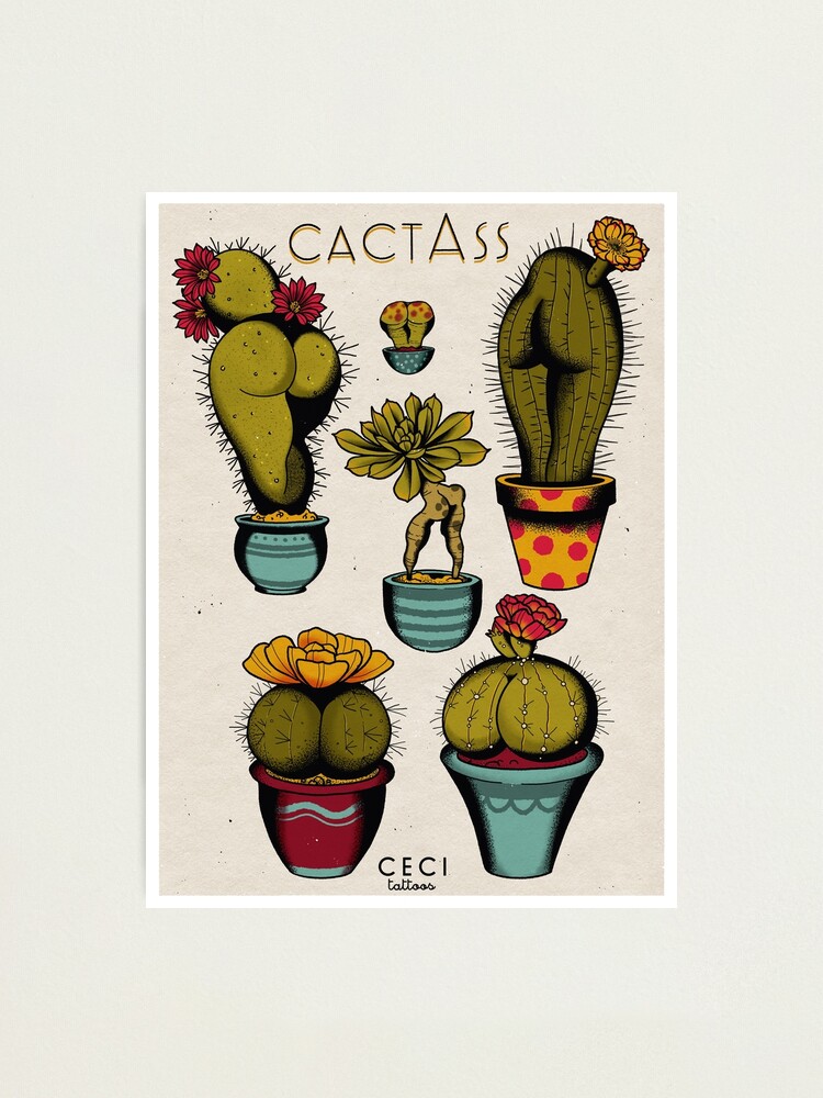 Alternate view of CactAss tattoo flash Photographic Print