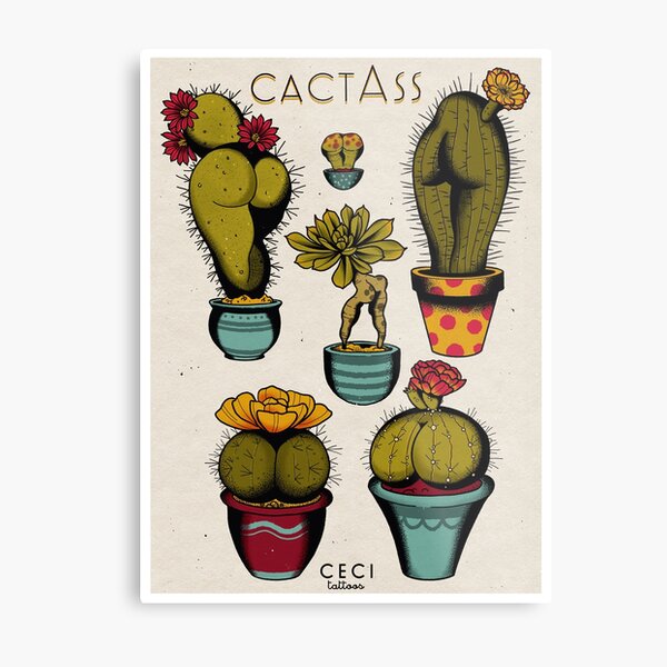 CactAss tattoo flash Metal Print