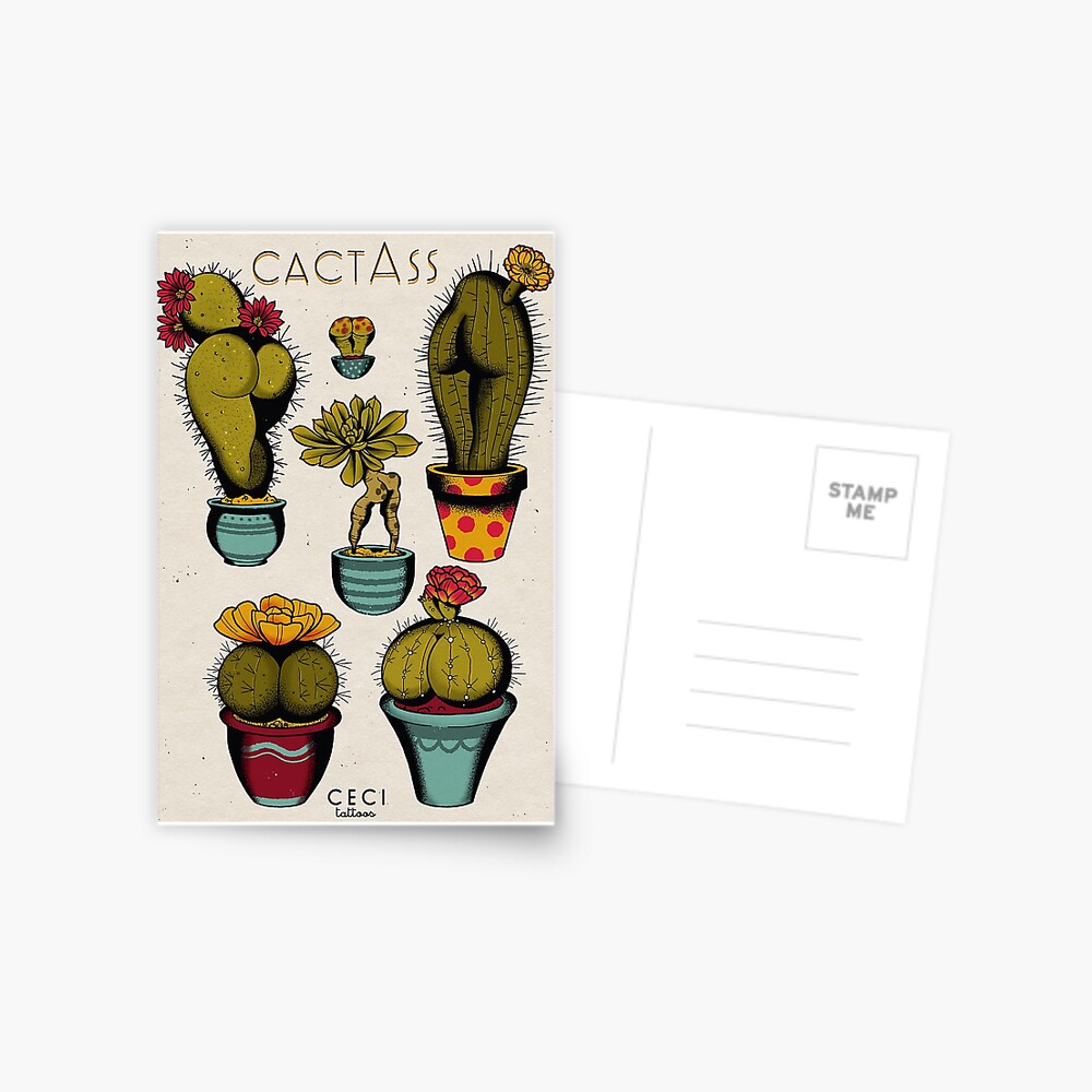 CactAss tattoo flash Postcard