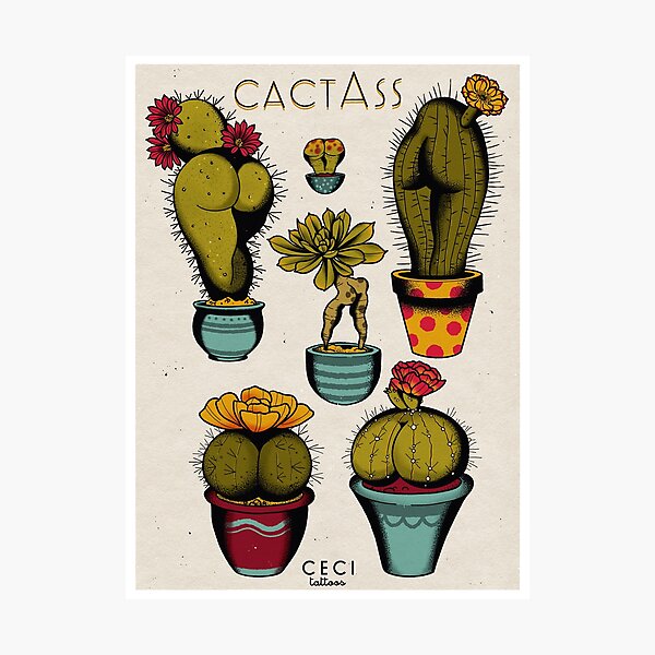 CactAss tattoo flash Photographic Print