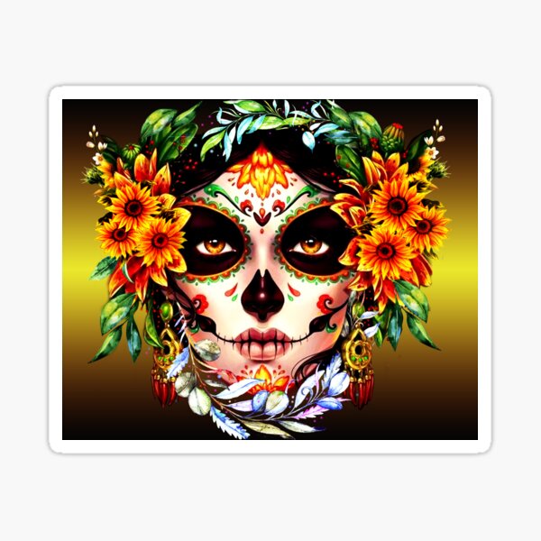 Catrina Mexican Sugar Skull Girl Sticker For Sale By SilvinaNoemi   St,small,507x507 Pad,600x600,f8f8f8 