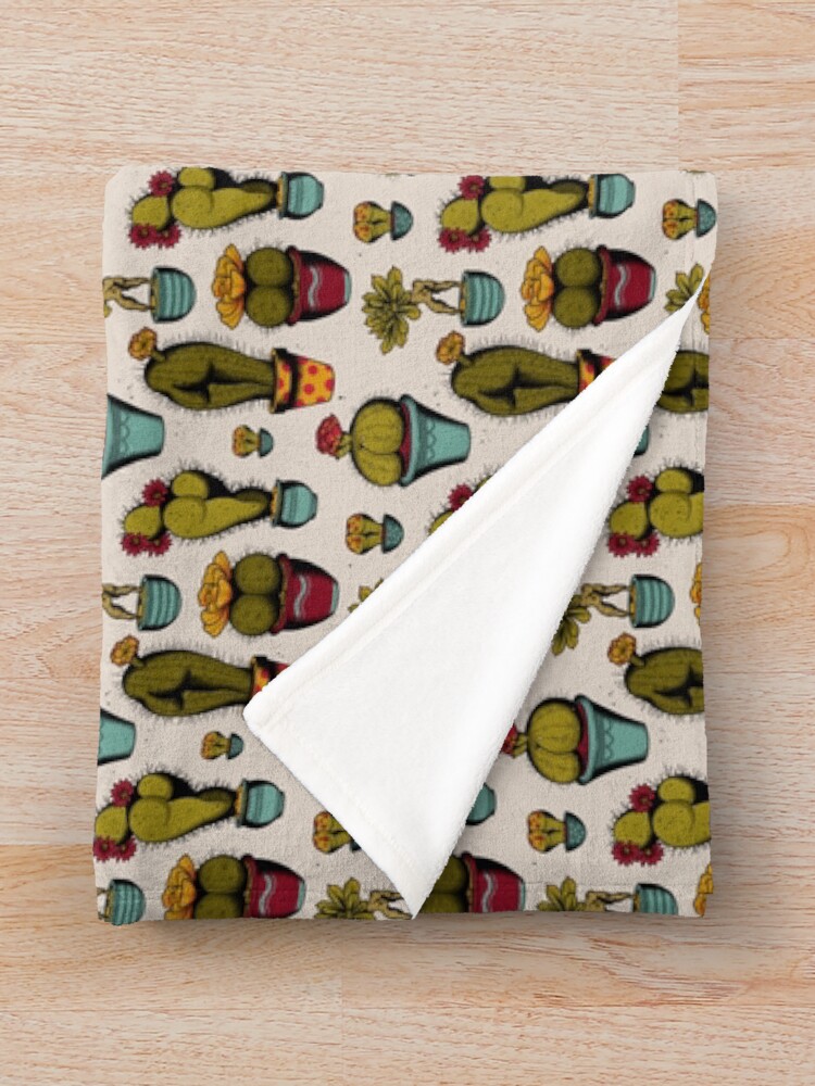 Alternate view of CactAss tattoo flash Throw Blanket