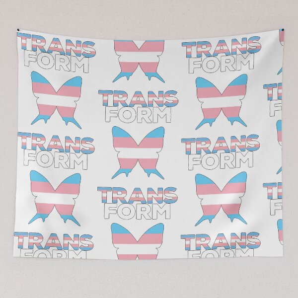 Item preview, Butterfly Transgender Flag Transform Pink Blue White print designed and sold by doodabobs.