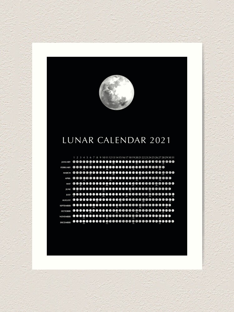 Impression Artistique Calendrier Lunaire 21 Ny Usa Fuseau Horaire Par Artlandstudio Redbubble